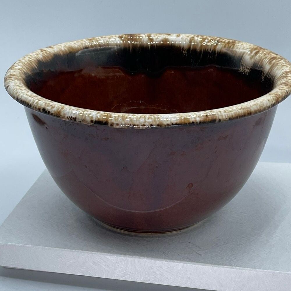 Vintage Hull Brown Drip Pottery drip glaze bowl Small mixing size